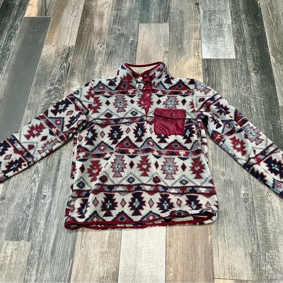 Weatherproof Vintage Women’s Aztec Print Pullover Gray Fleece Large - Picture 2 of 7